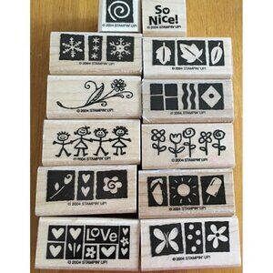 12 Stamps 2004 Retired Stampin Up Wood Rubber Mounted Seasonal‎